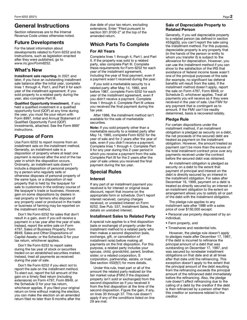 Large thumbnail of Form 6252 - Nov 2021