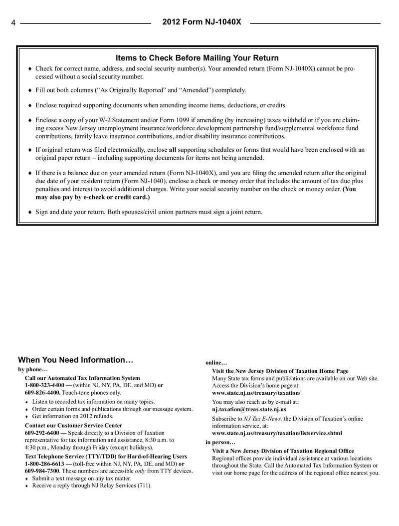 Large thumbnail of Form NJ-1040-X - Dec 2013