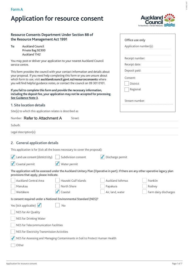 Large thumbnail of Application for Resource Consent Form - Jan 2018