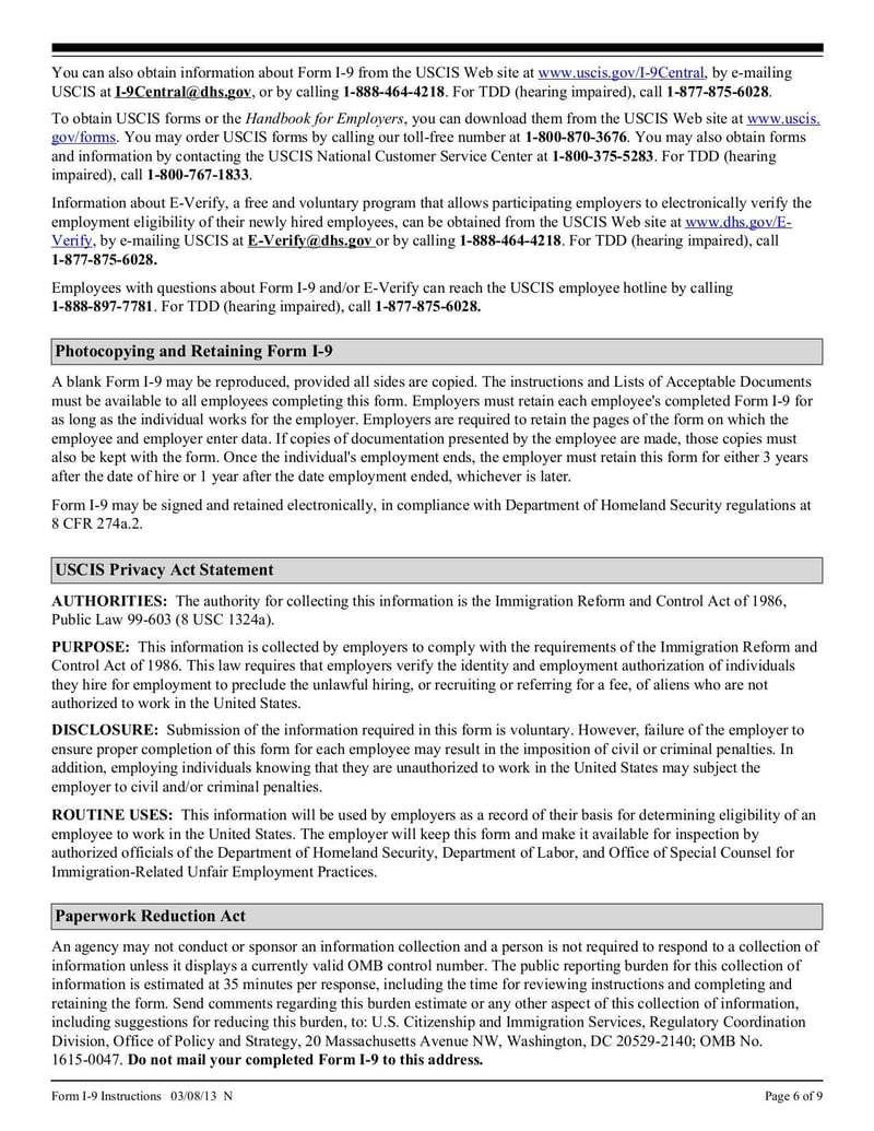 Large thumbnail of Employment Eligibility Verification Form I-9 - Mar 2016