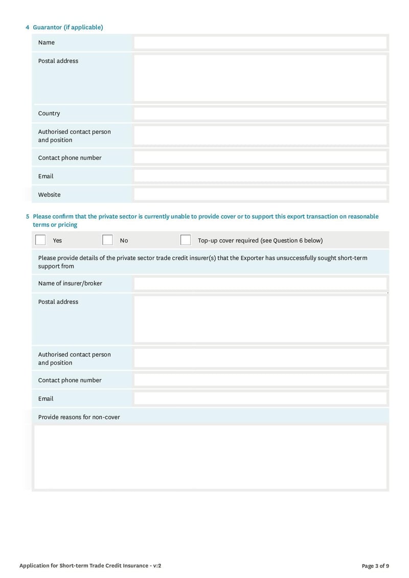 Large thumbnail of Application Form for Short-Term Trade Credit Insurance - Apr 2020