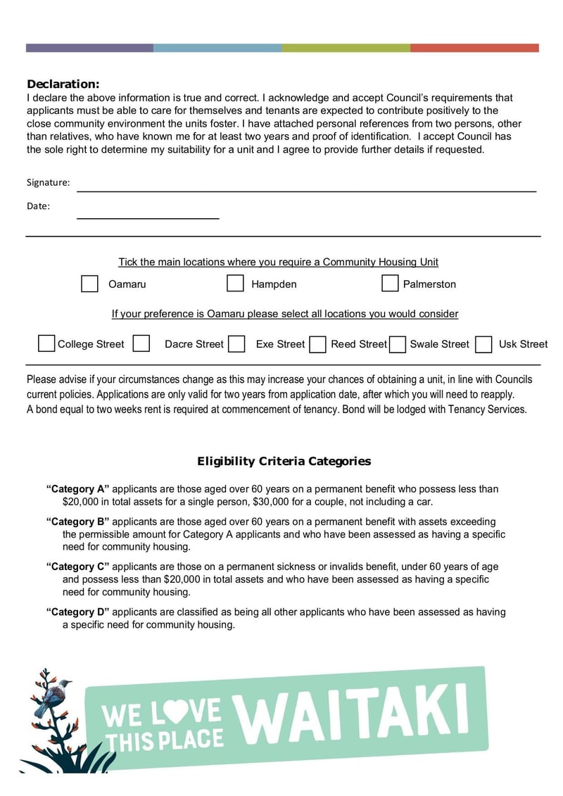 Large thumbnail of Waitaki District Council Application Form for Community Housing Unit - Feb 2021