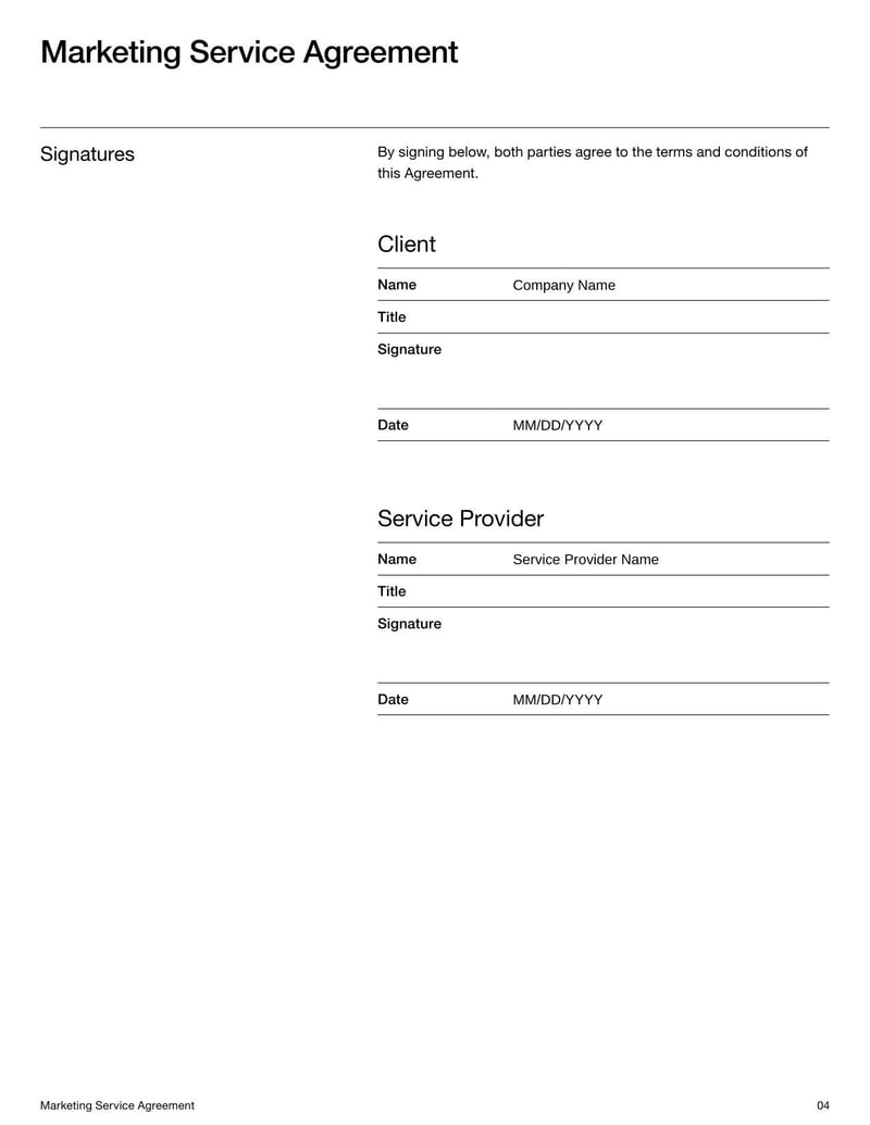 Marketing Service Agreement Template for New Zealand for detailing responsibilities in marketing partnerships