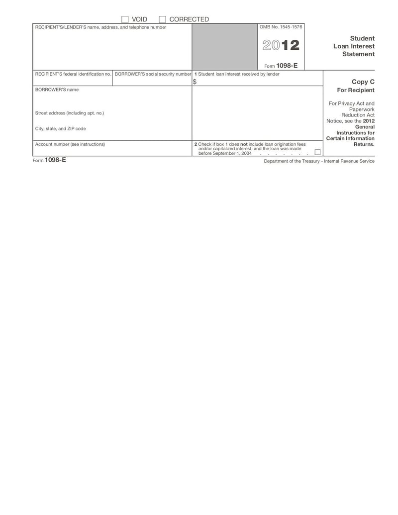 Large thumbnail of Form 1098-E - Jan 2011