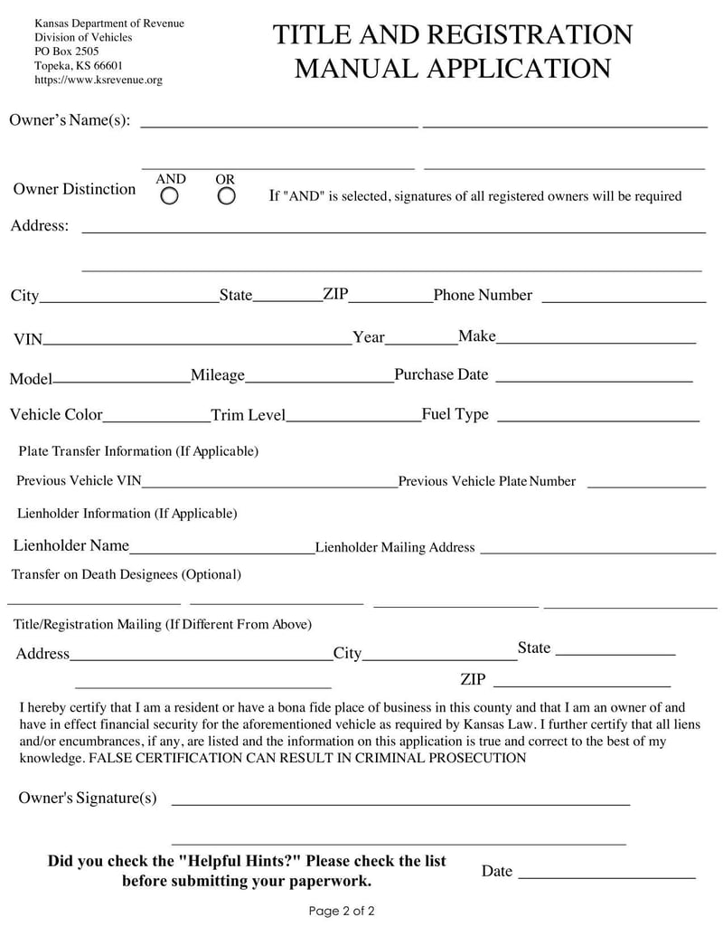 Large thumbnail of Johnson MV Title Drop Off Service Application