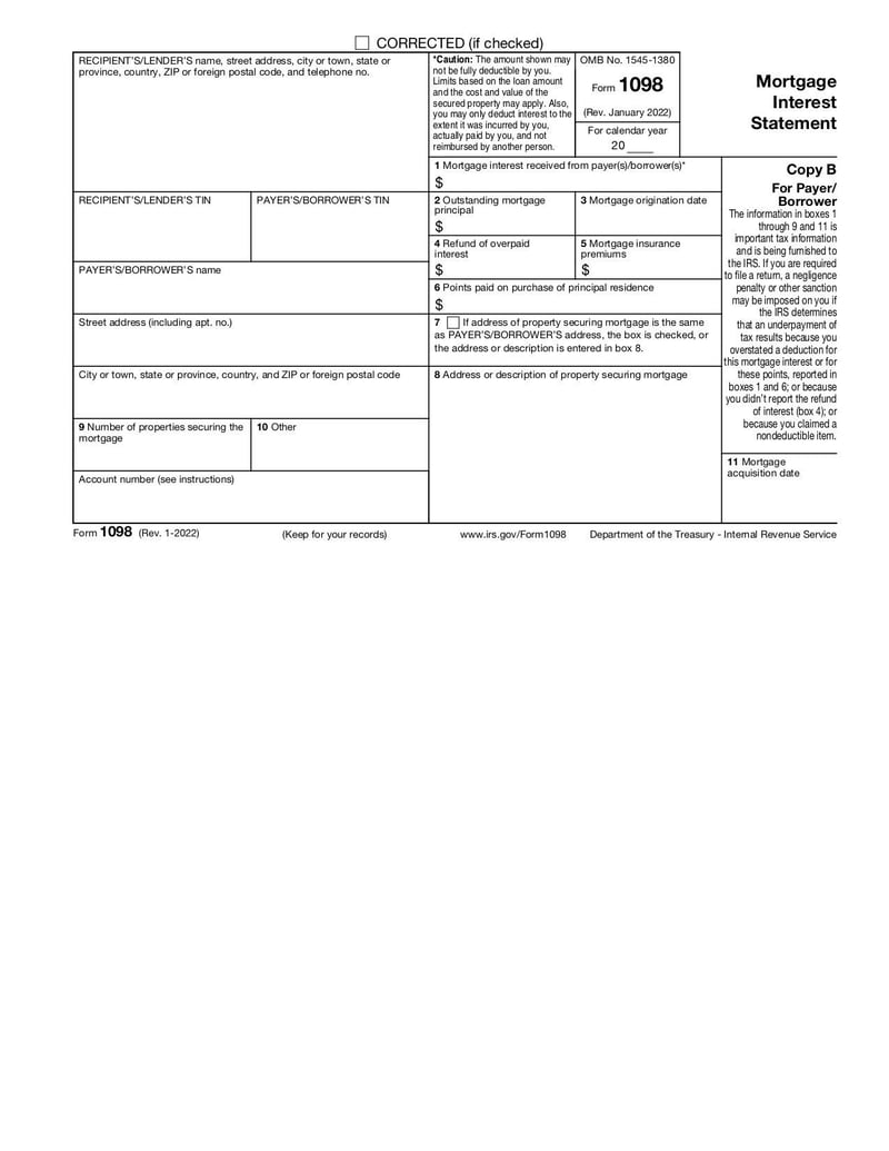 Large thumbnail of Form 1098 - Jan 2022