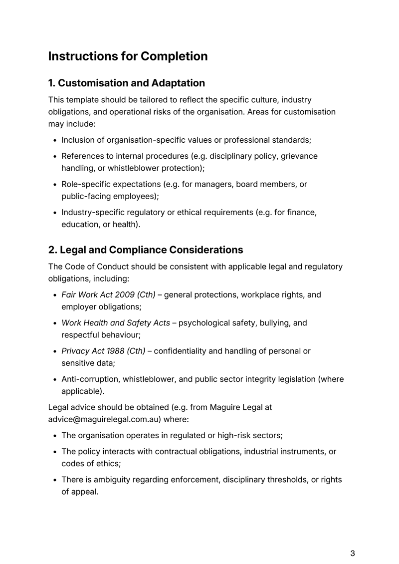 Code of Conduct Policy for Australian workplaces covering ethics, compliance, confidentiality and disciplinary measures