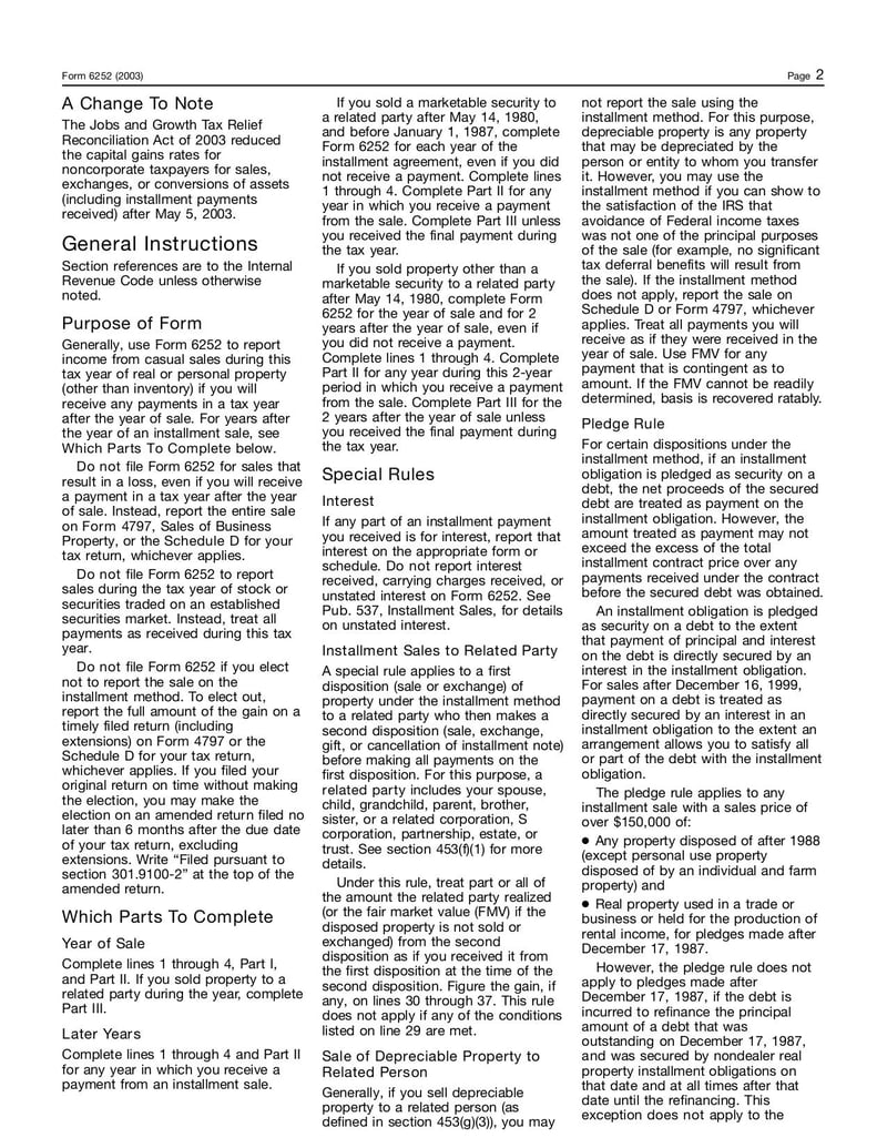 Large thumbnail of Form 6252 - Jun 2006