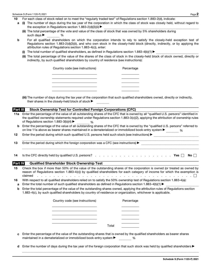 Large thumbnail of Schedule S (Form 1120-F) - Dec 2021