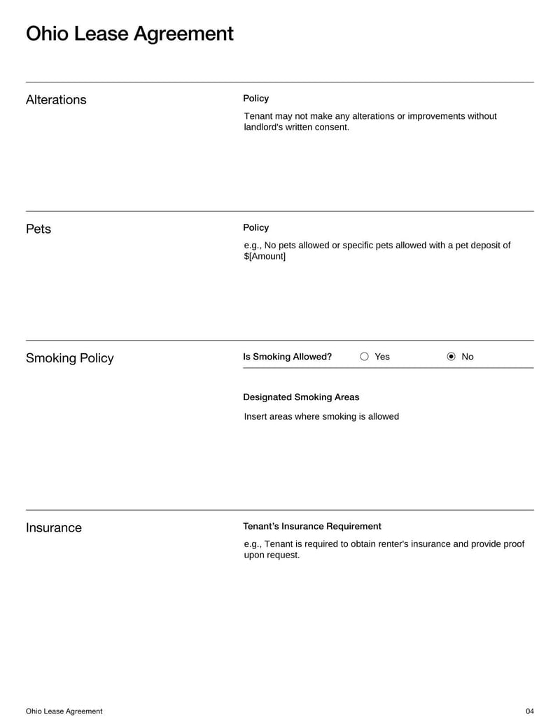 Large thumbnail of Ohio Lease Agreement Template