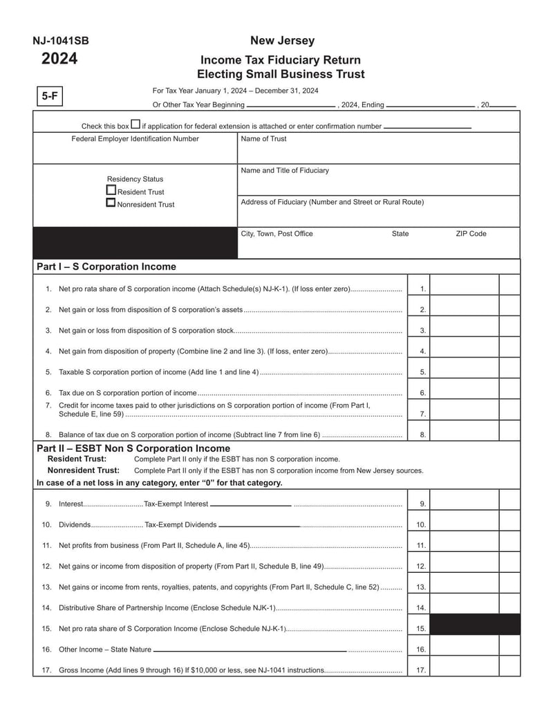 Large thumbnail of Form NJ-1041SB - 2024