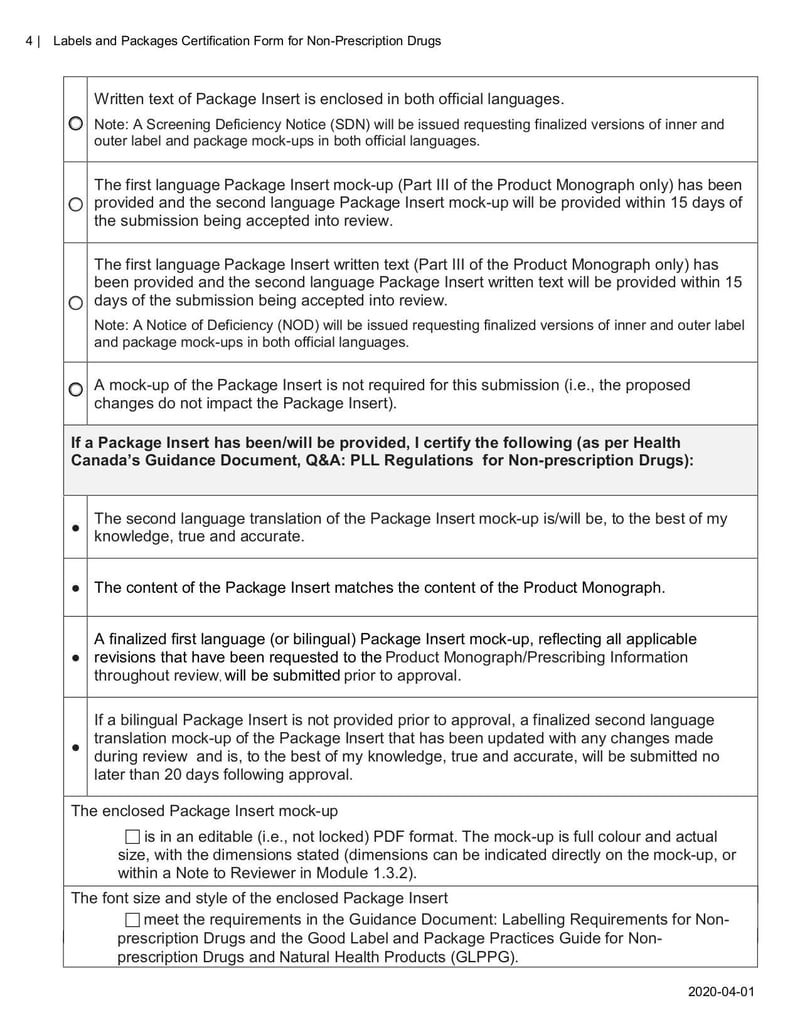 Large thumbnail of Labels Packages Certification Form for Non-Prescription Drugs - Feb 2020
