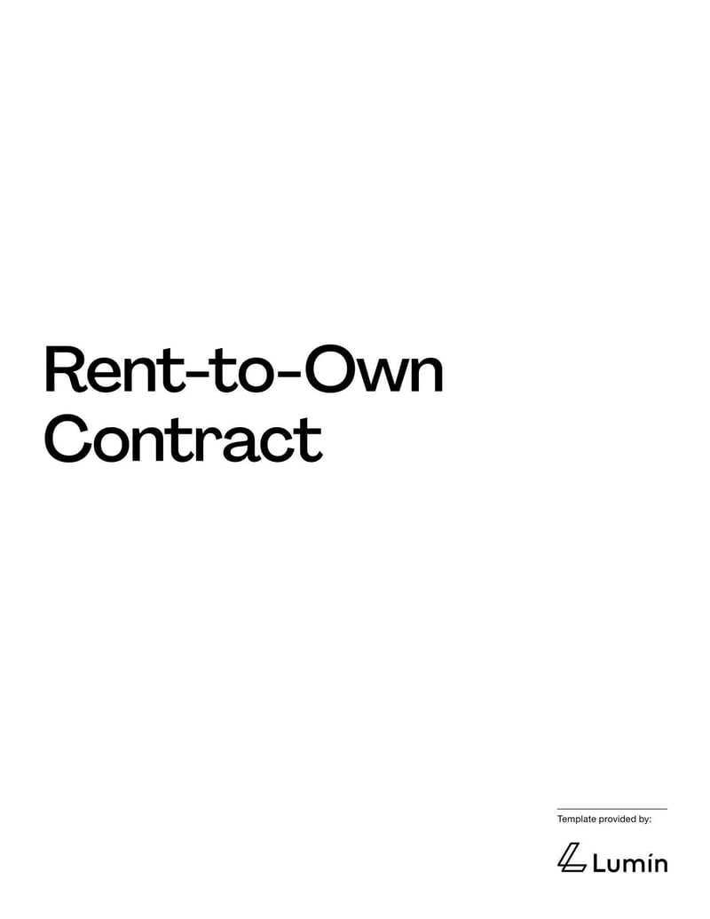 Rent to Own Contract detailing terms for leasing a property with an option to purchase, including payment schedule, purchase price, and tenant-buyer obligations