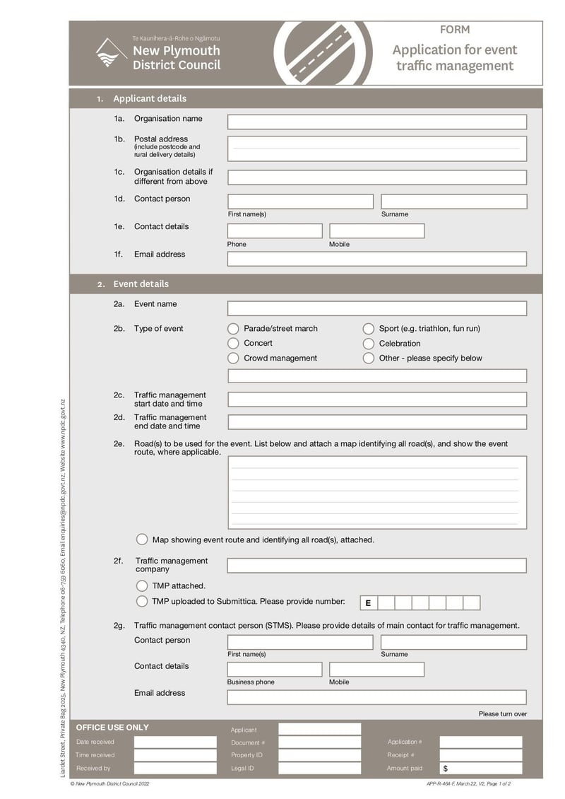 Large thumbnail of Form 464 Application for Event Traffic Management - Mar 2022