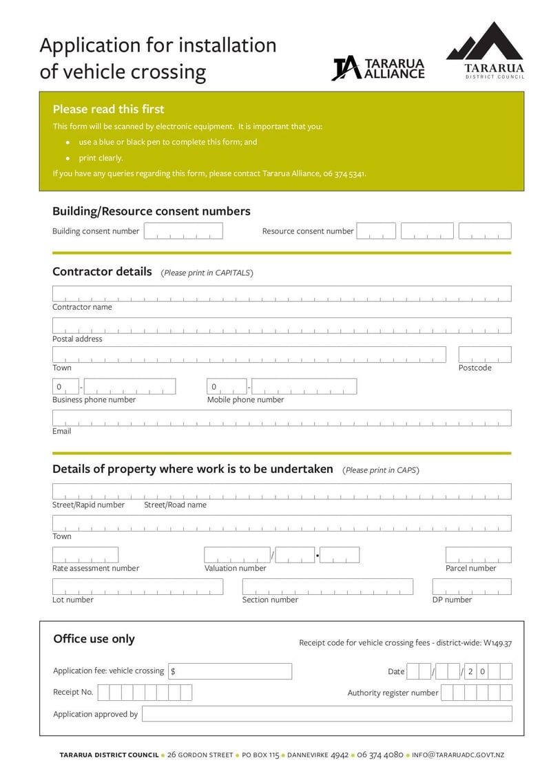 Large thumbnail of Application Form for Installation of Vehicle Crossing - Oct 2022