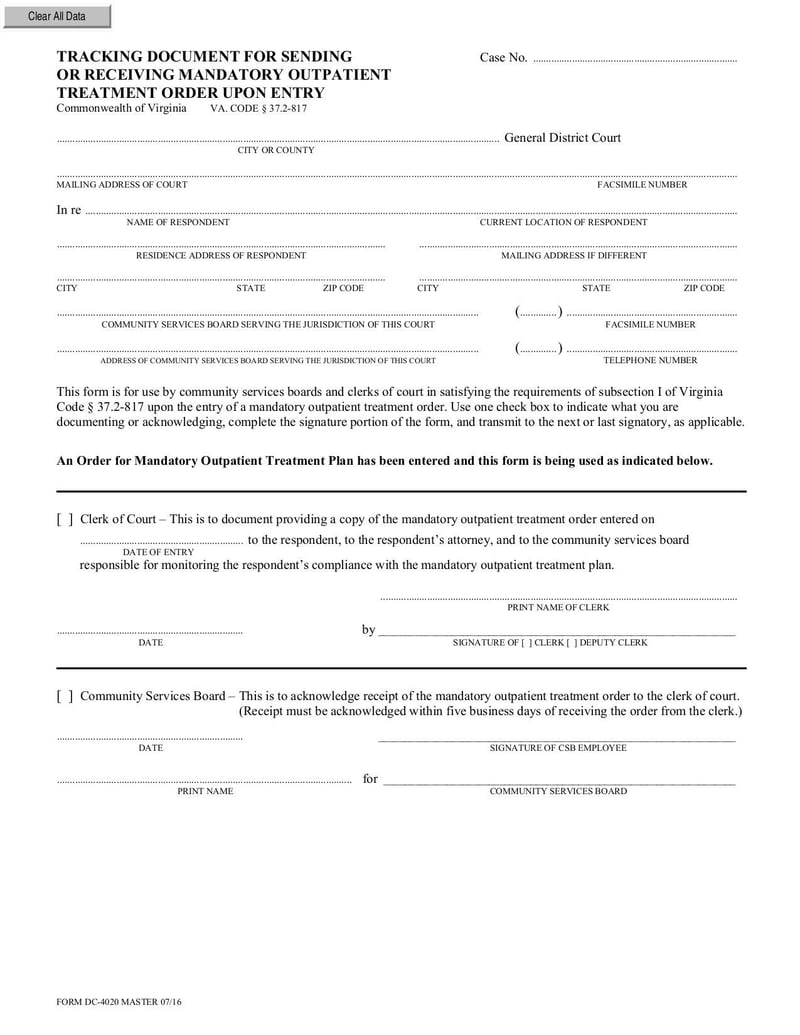 Large thumbnail of Form DC-4020 - Jun 2016