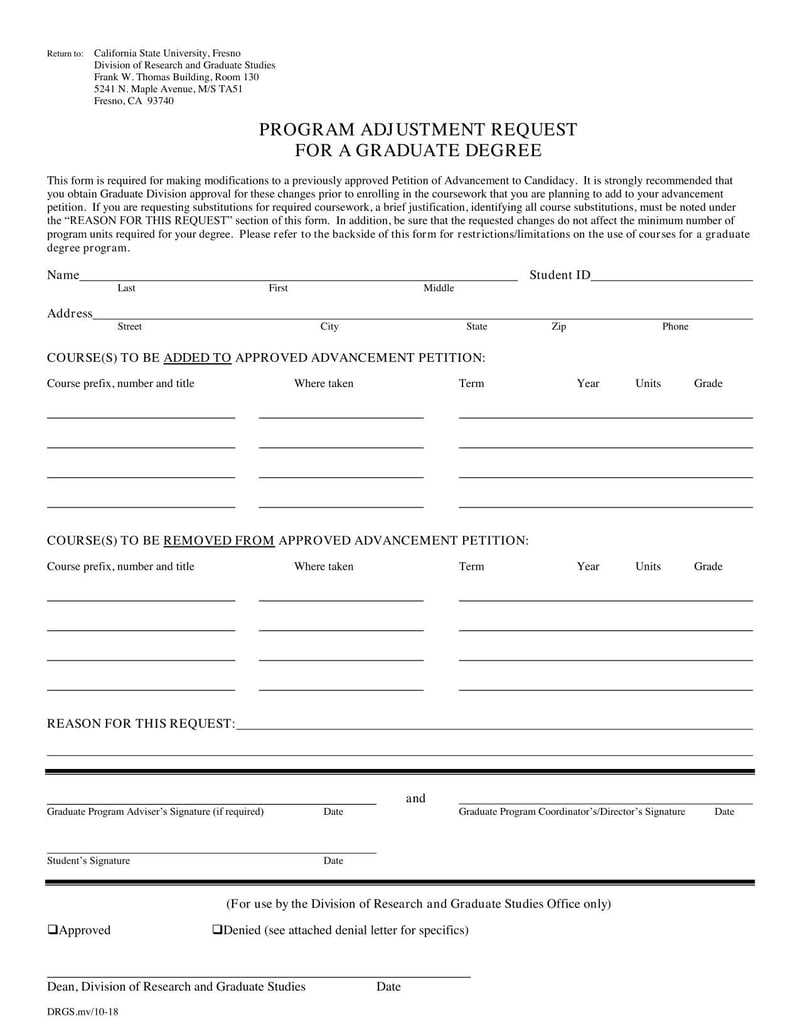 Large thumbnail of California State University Program Adjustment Request for a Graduate Degree