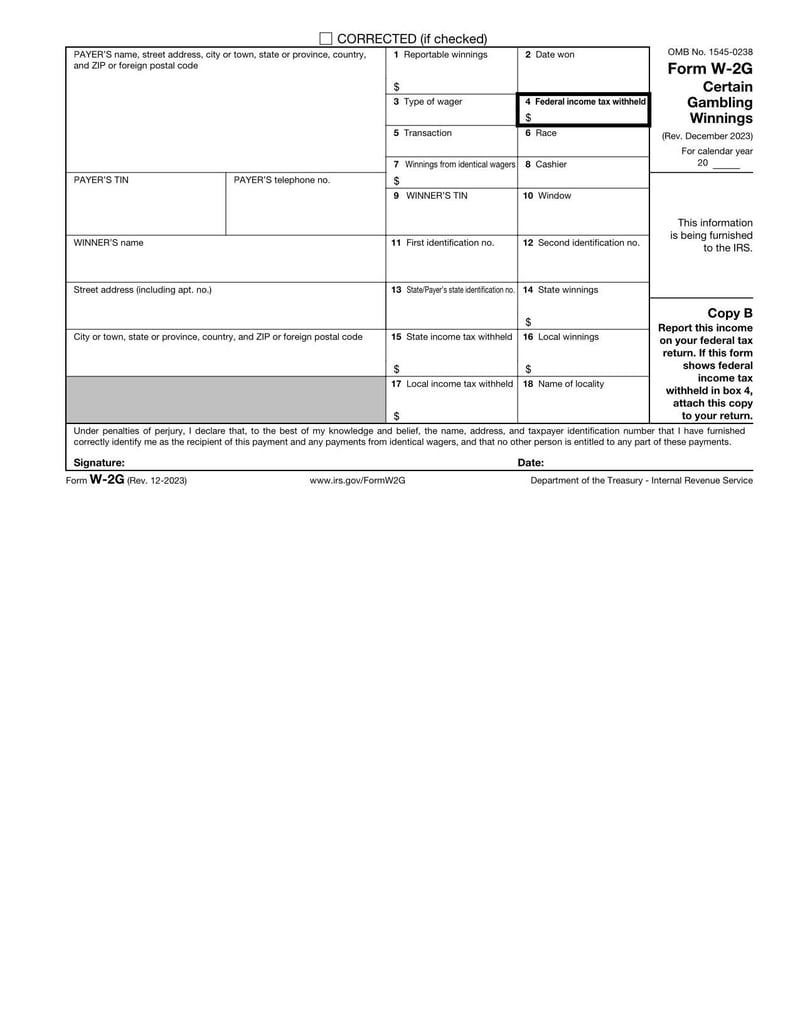 Large thumbnail of Form W-2G - 2023