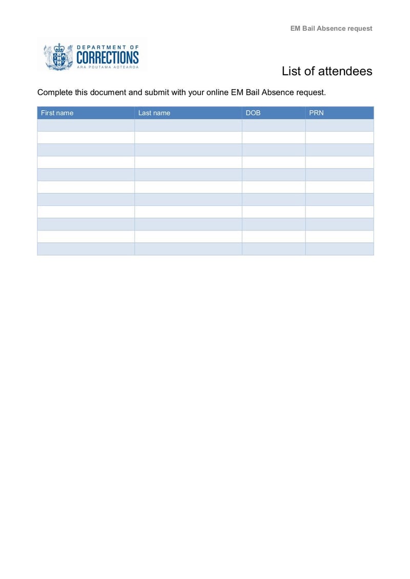 Large thumbnail of EM Bail Absence Request - List of Attendees - Oct 2021