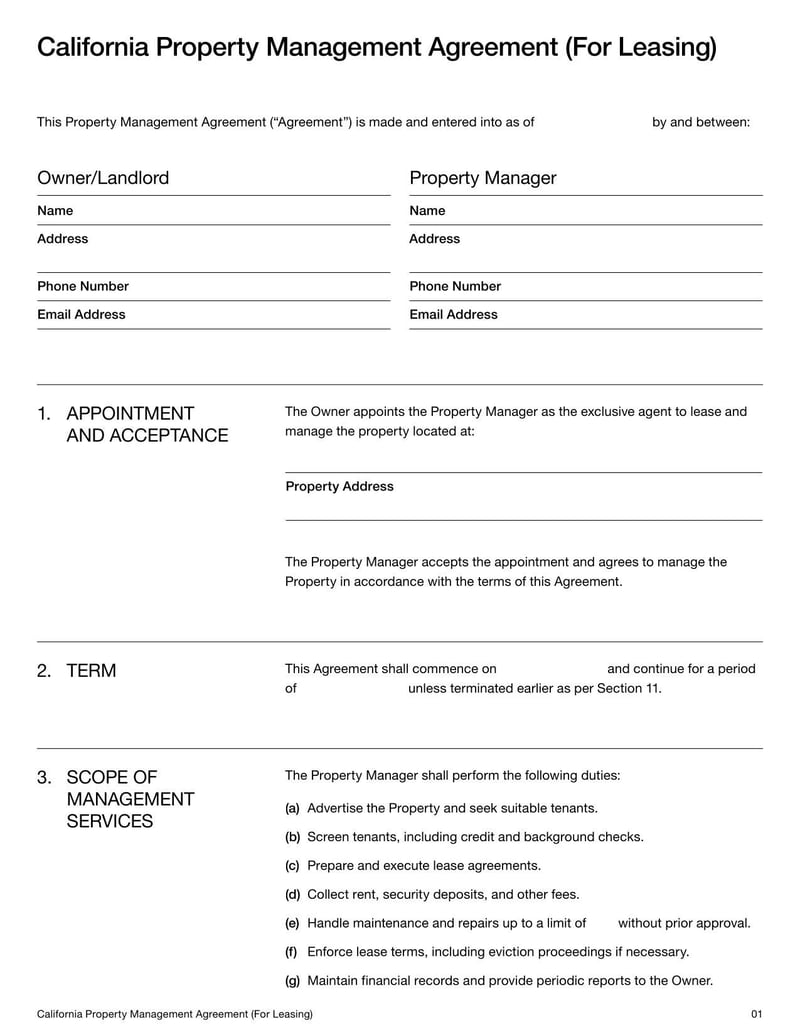 California property management offering leasing services, including tenant placement and lease management