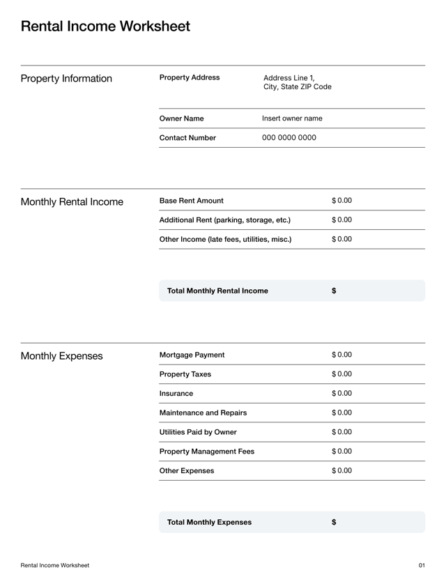 Rental Income Worksheet Template | Fill and sign online with Lumin