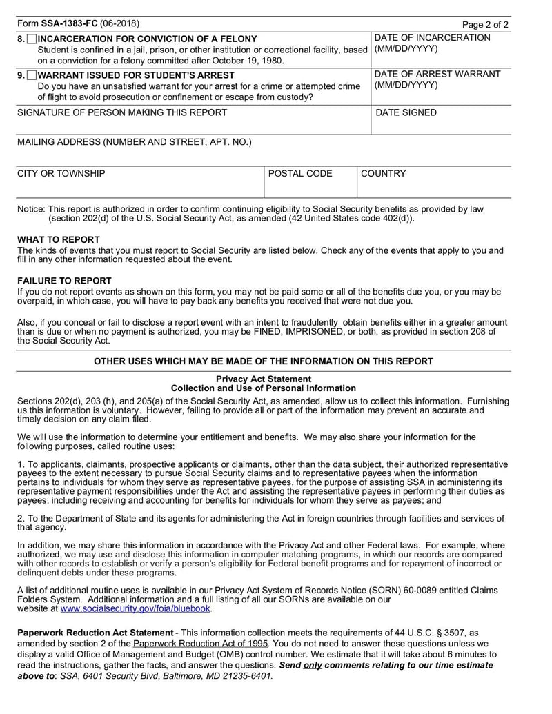Large thumbnail of Form SSA 1383 FC - Aug 2018