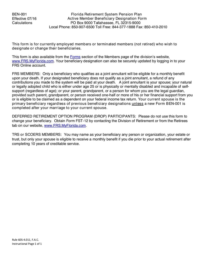 Large thumbnail of FRS Form BEN-001 - Jun 2020