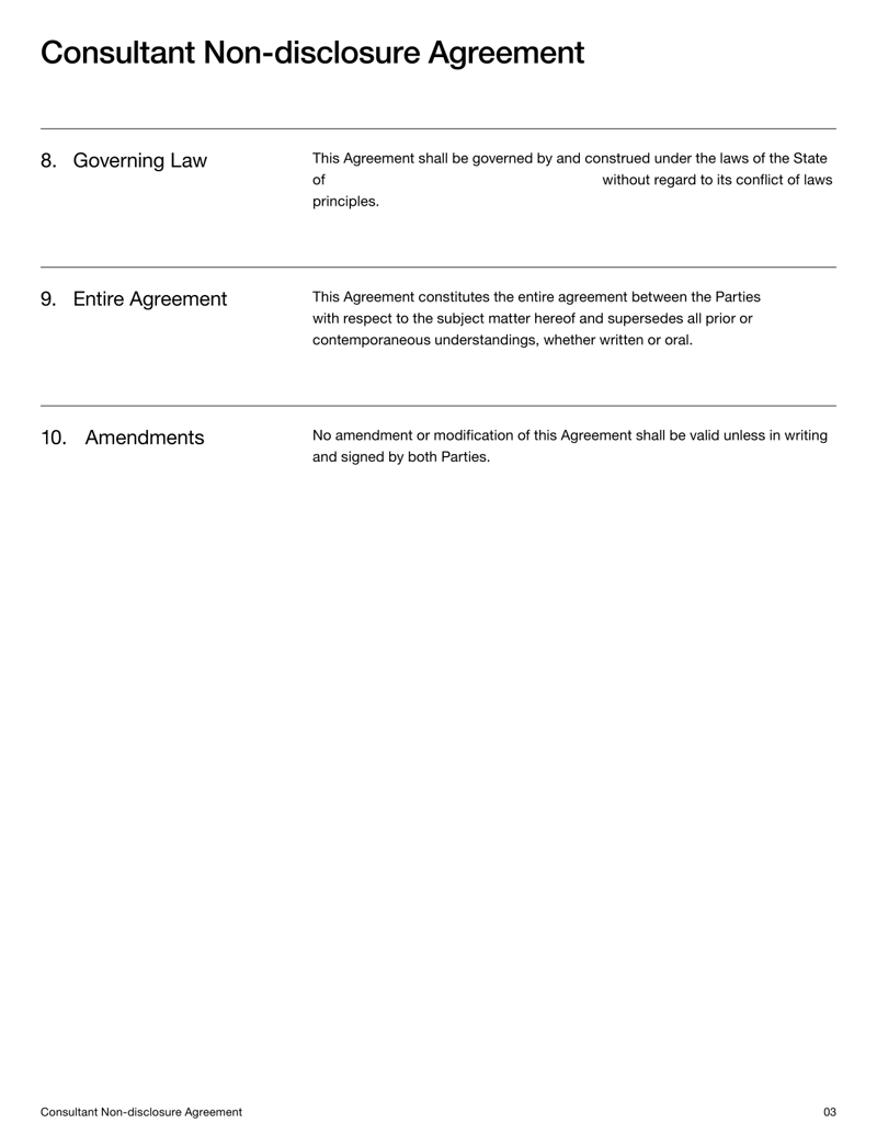 Consultant NDA Agreement protecting confidential business information shared during consulting services