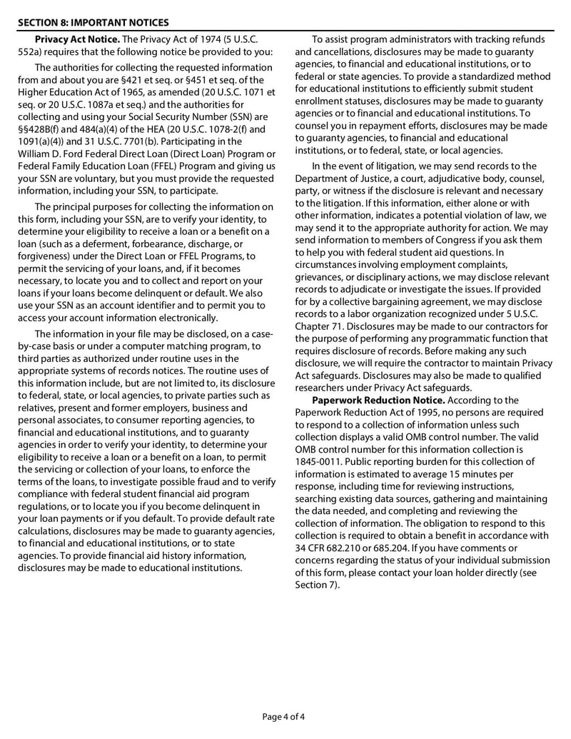 Large thumbnail of Parent PLUS Borrower Deferment Request Form - Jan 2016