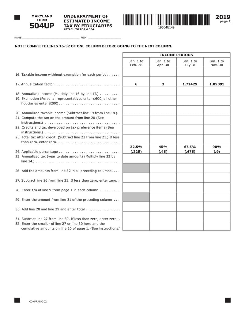 Large thumbnail of Form 504UP - Feb 2020