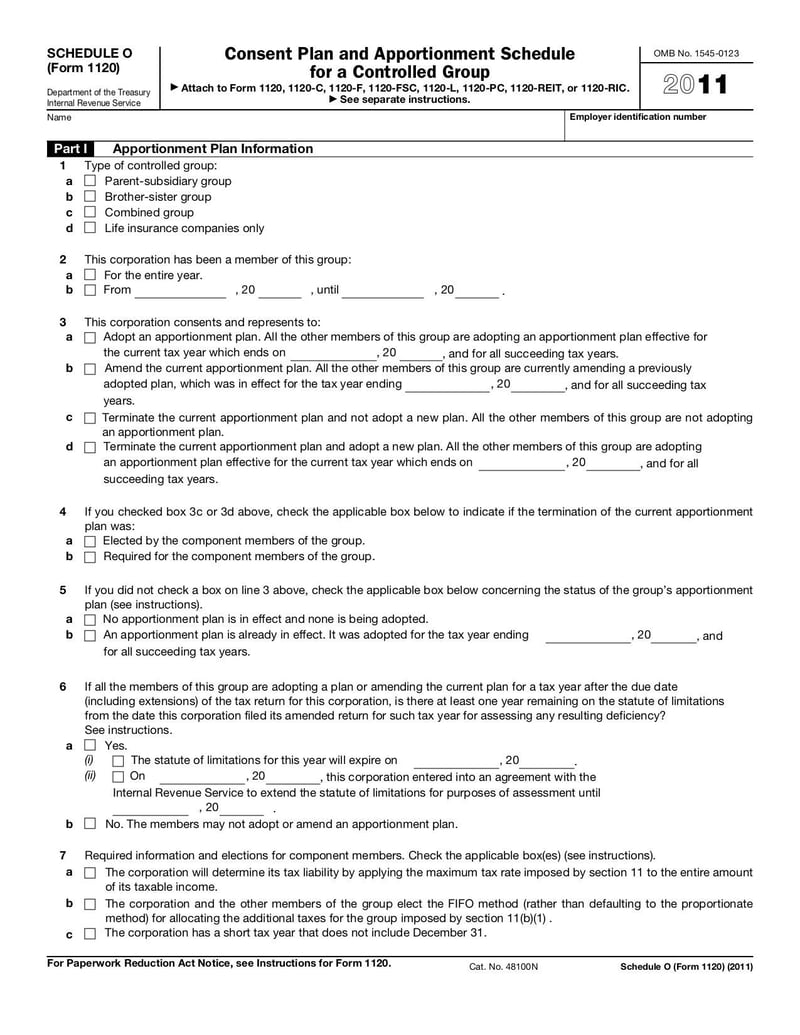 Large thumbnail of Form 1120 (Schedule O) - Jan 2011