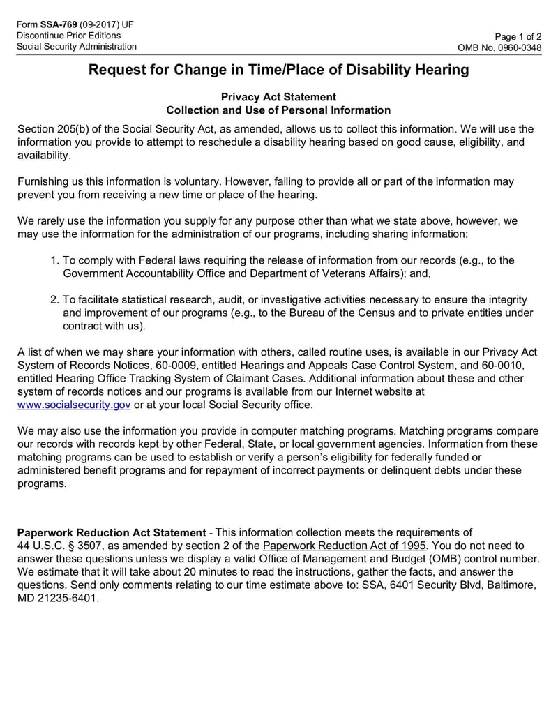 Large thumbnail of Request for Change in Time/Place of Disability Hearing - Oct 2017