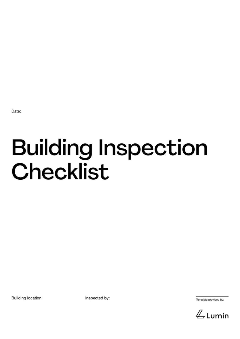 Building Inspection Checklist itemizing structural and safety evaluations during property assessments
