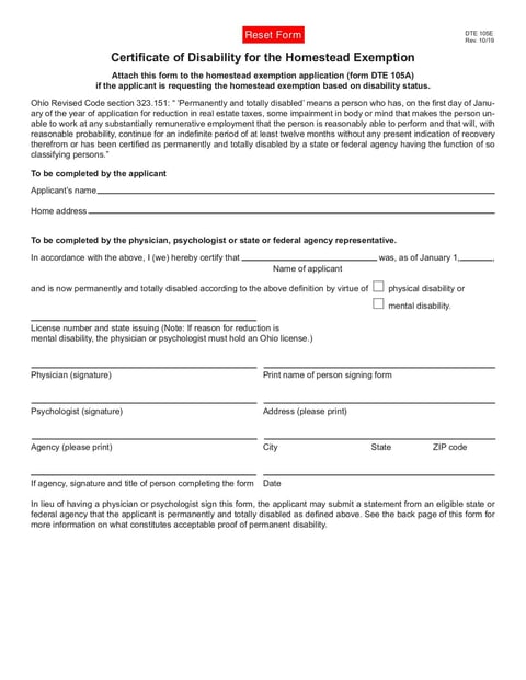 Certificate of Disability for the Homestead Exemption | Fill and 