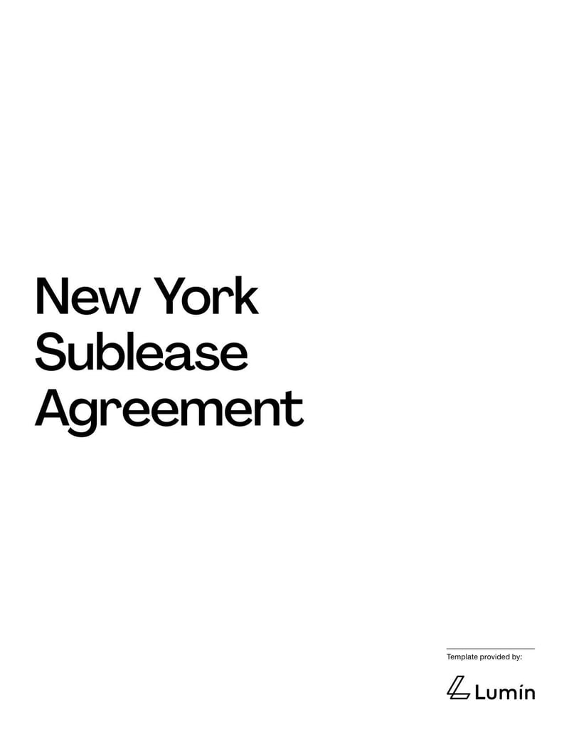 New York Sublease Agreement for subletting a rental unit in New York legally