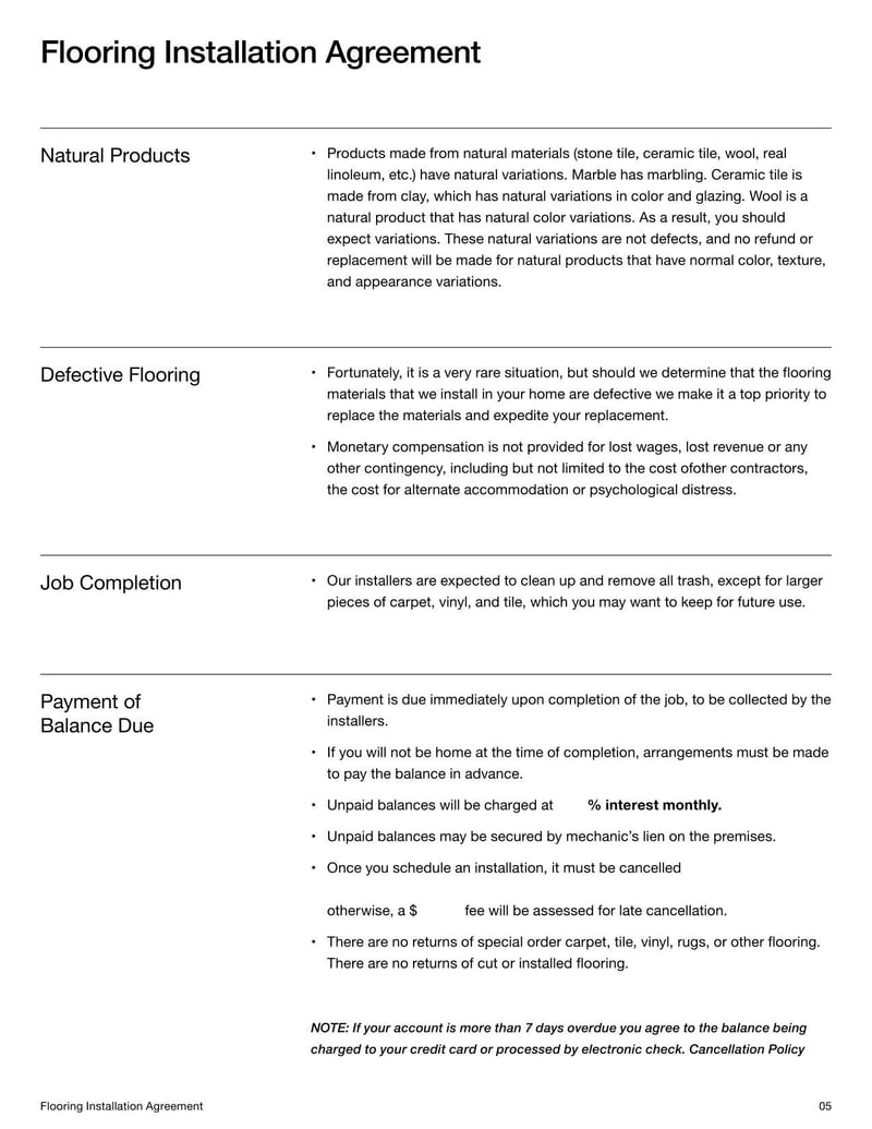 Large thumbnail of Flooring Installation Contract Template