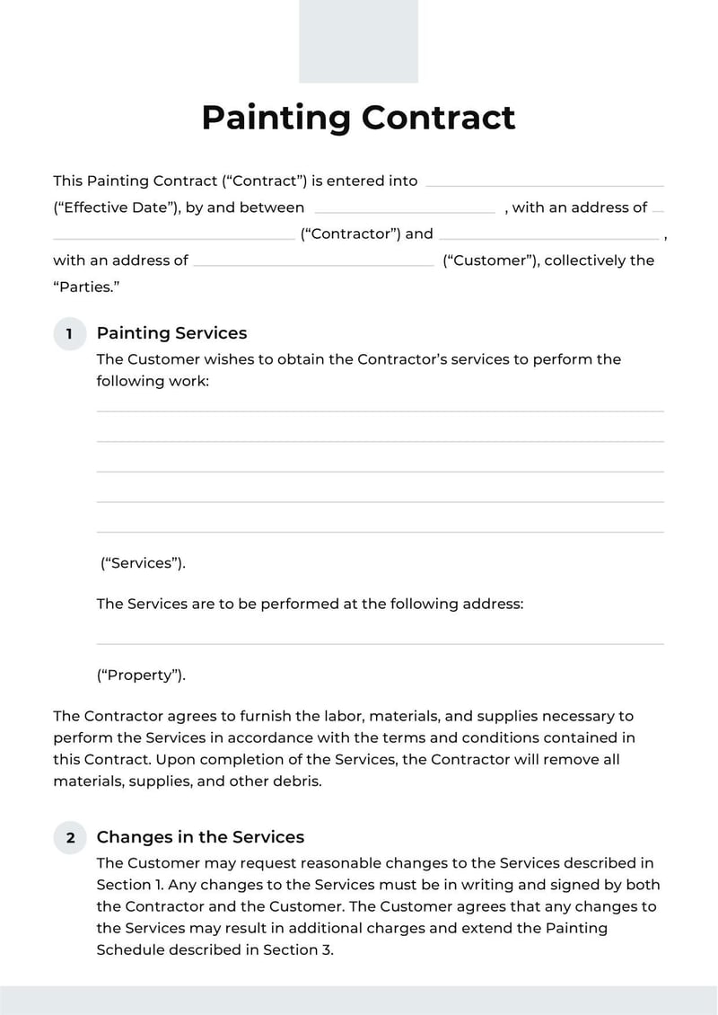 Large thumbnail of Painting Contract Template