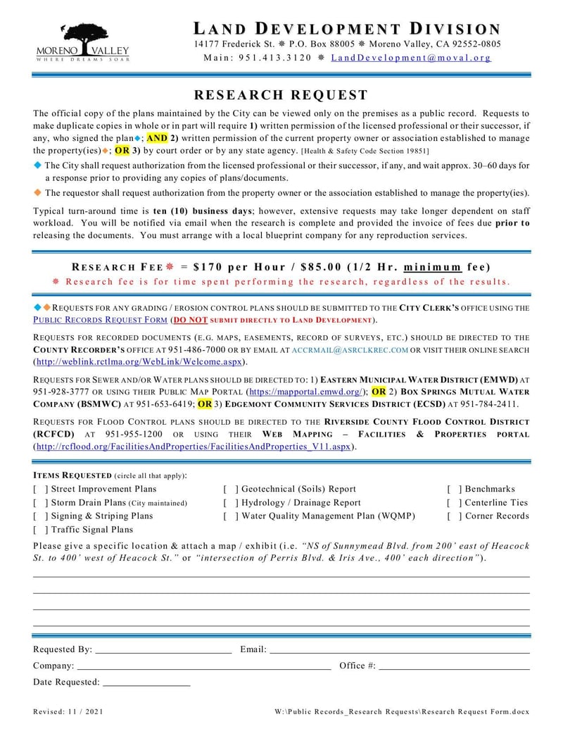Large thumbnail of Research Request Form - Mar 2022