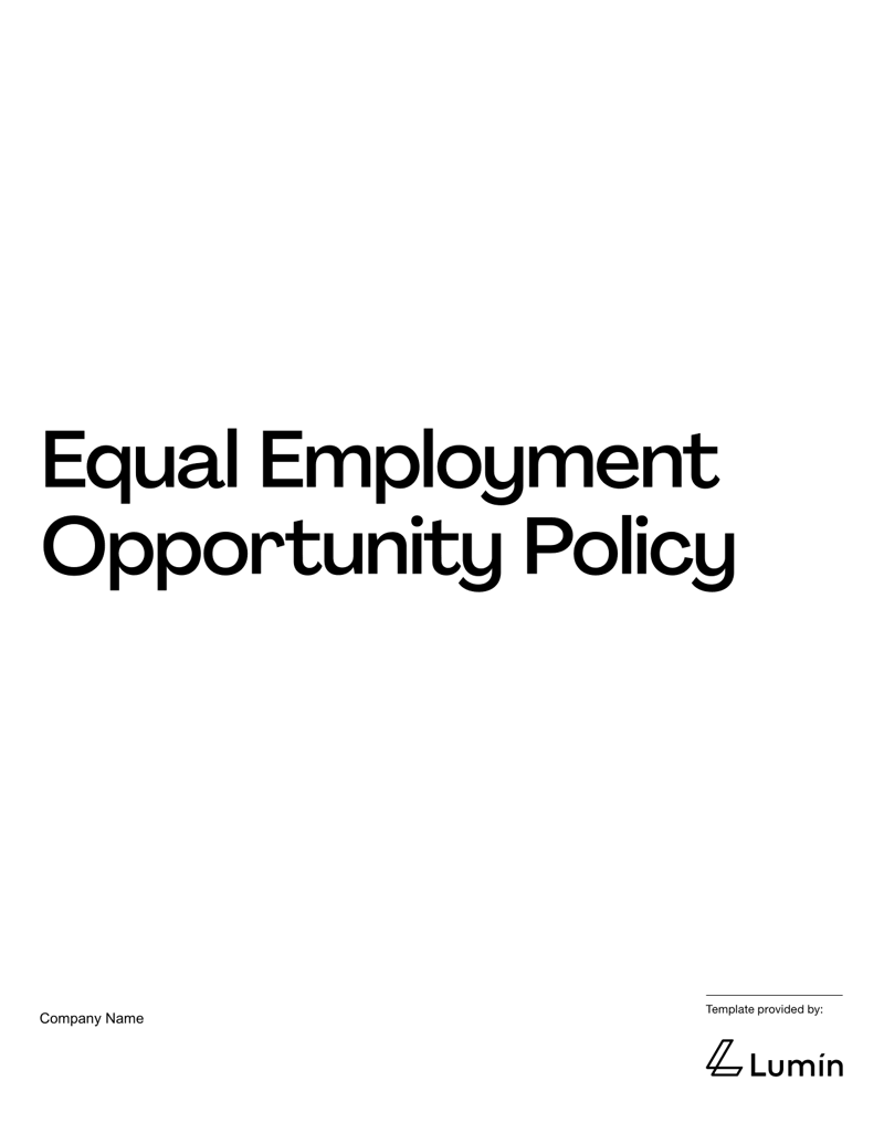 Equal Employment Opportunity Policy with sections for policy statements, prohibited conduct, reporting procedures and employee acknowledgment