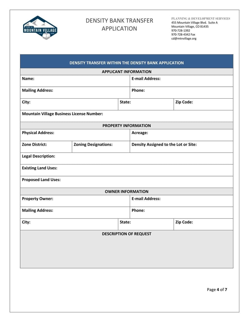 Large thumbnail of Mountain Village Density Bank Transfer Application (2018)