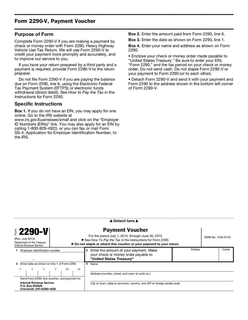 Large thumbnail of Form 2290 - Jul 2014