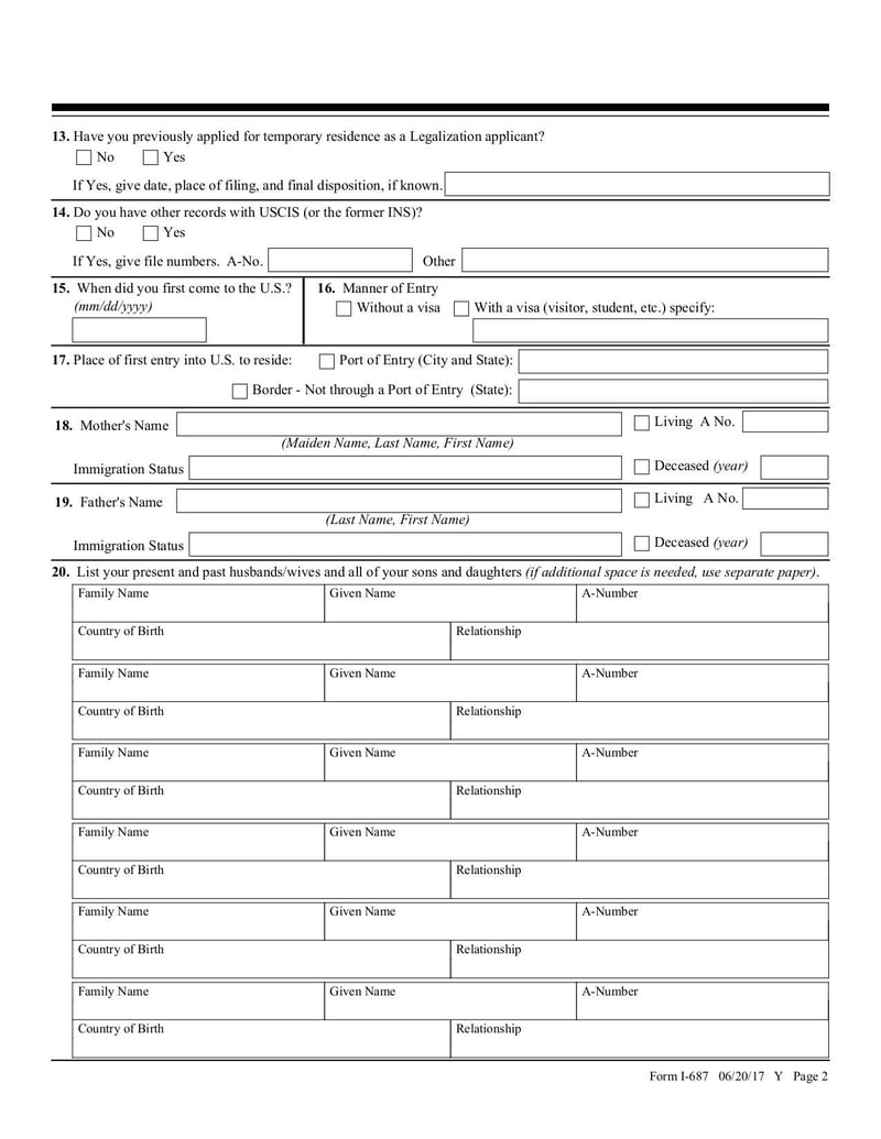 Large thumbnail of Form I-687 - Jun 2017