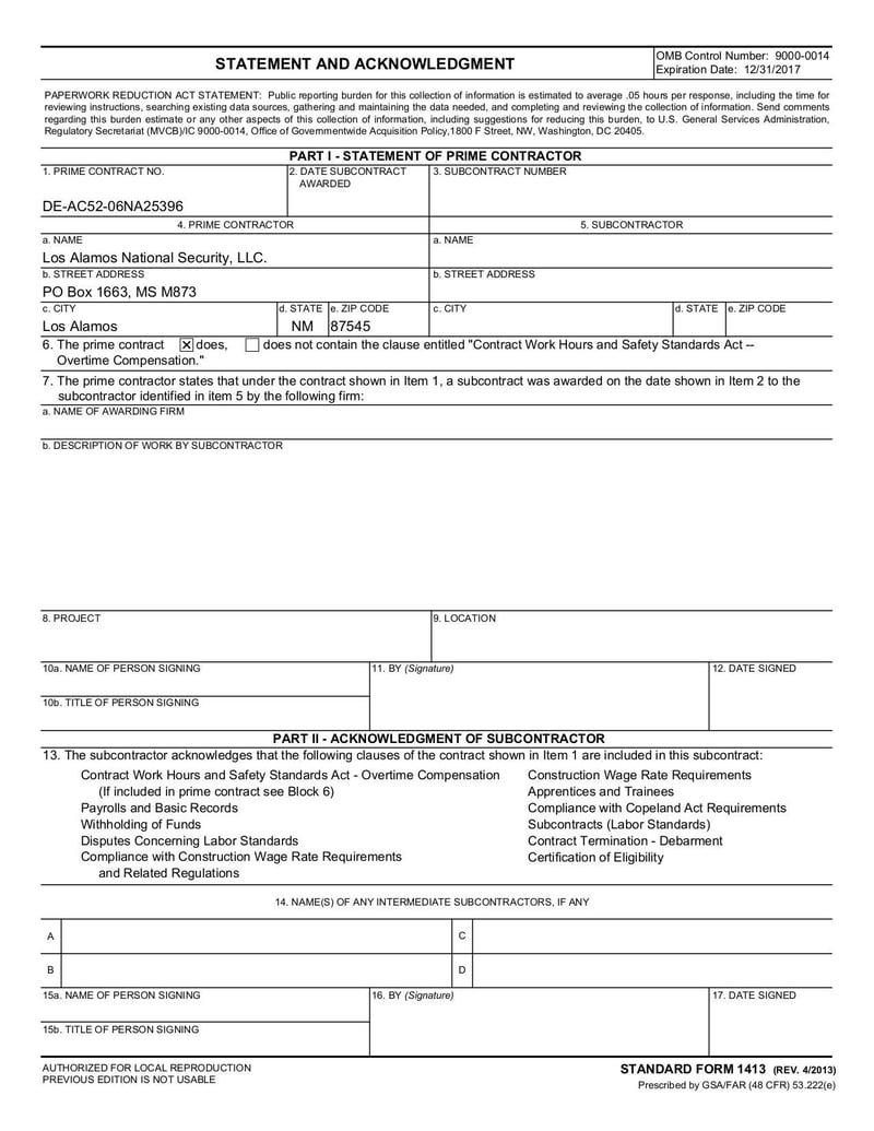 Large thumbnail of Standard Form 1413 - Jan 2015