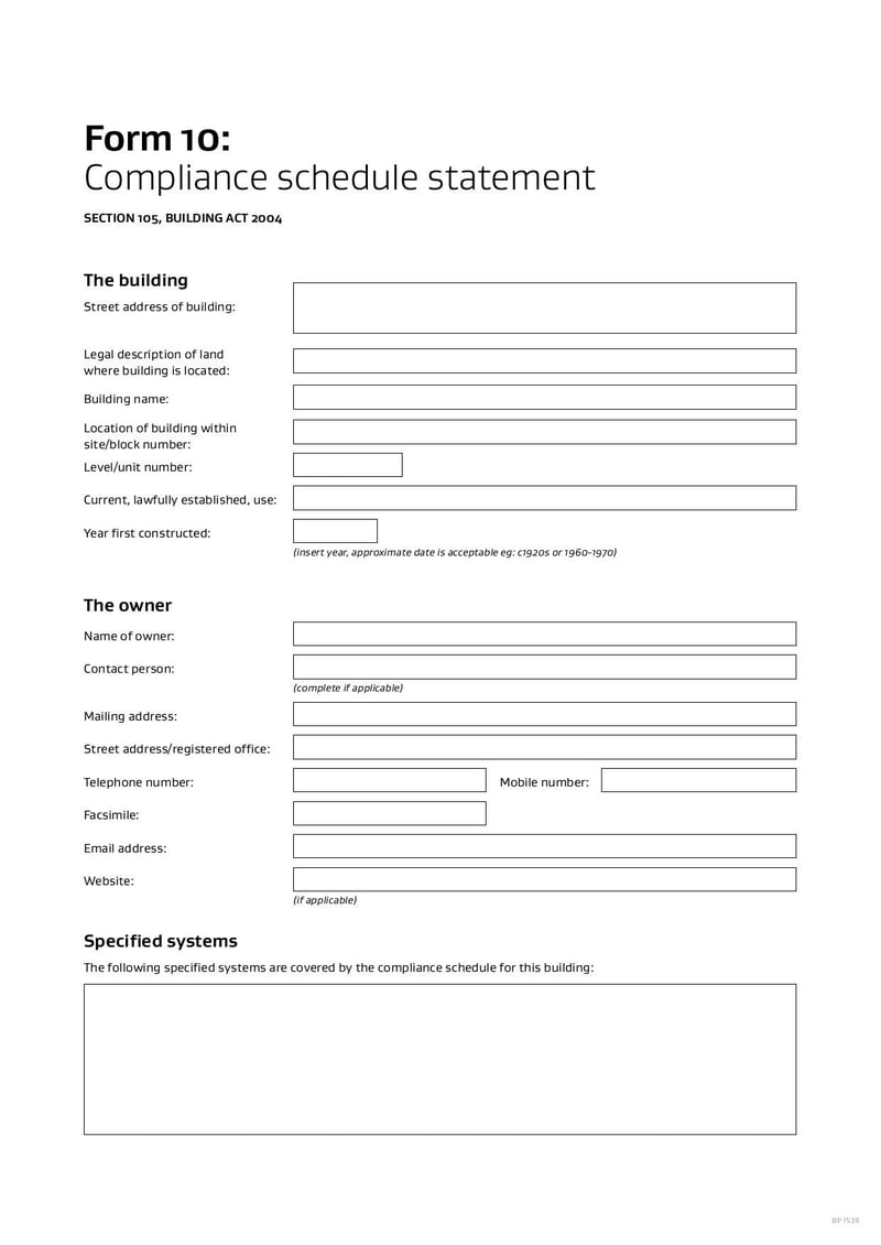 Large thumbnail of Form 10 Compliance Schedule Statement - Aug 2022