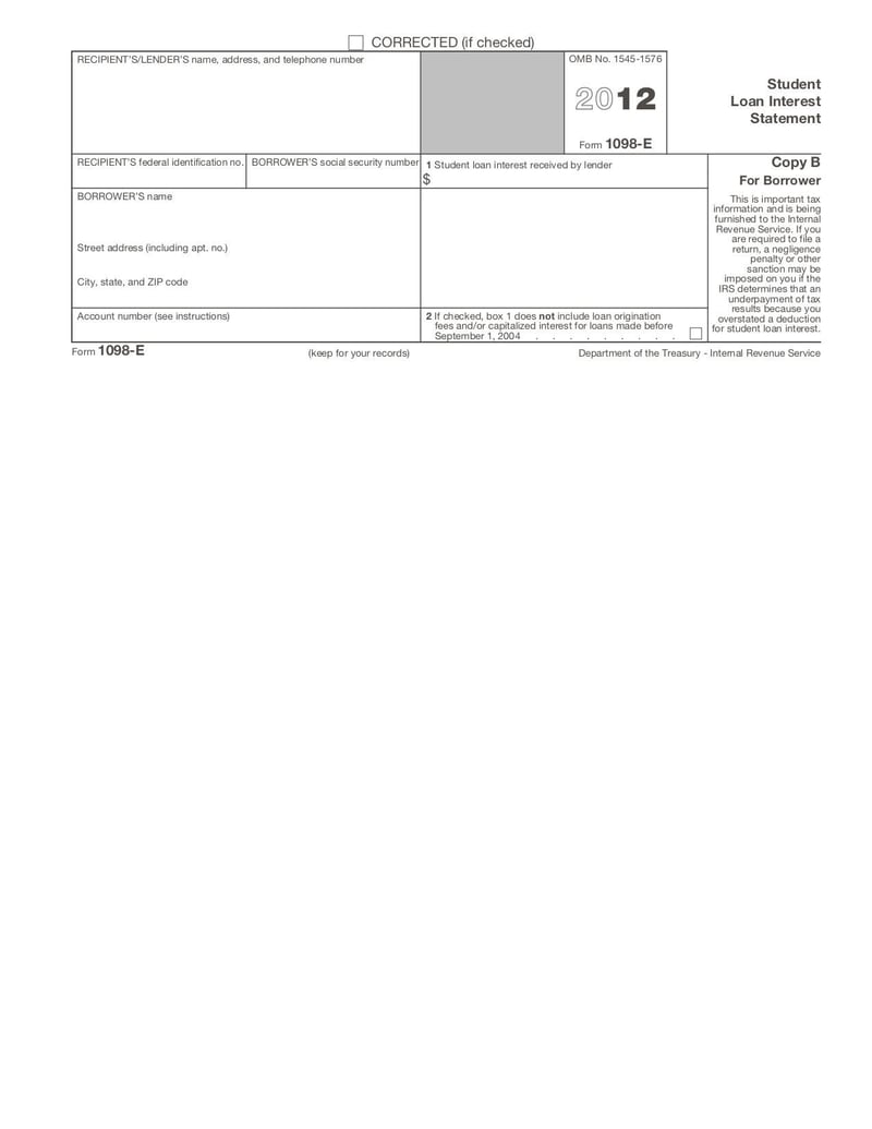 Large thumbnail of Form 1098-E - Jan 2011