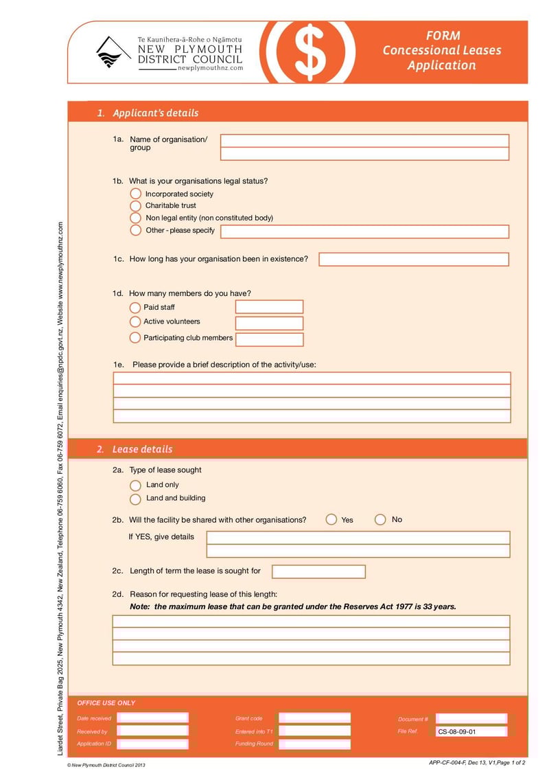 Large thumbnail of App CF004 F Concessional Leases Application Form - Dec 2013