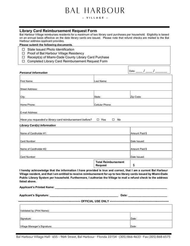 Library Card Reimbursement Request Form | Fill and sign online with Lumin