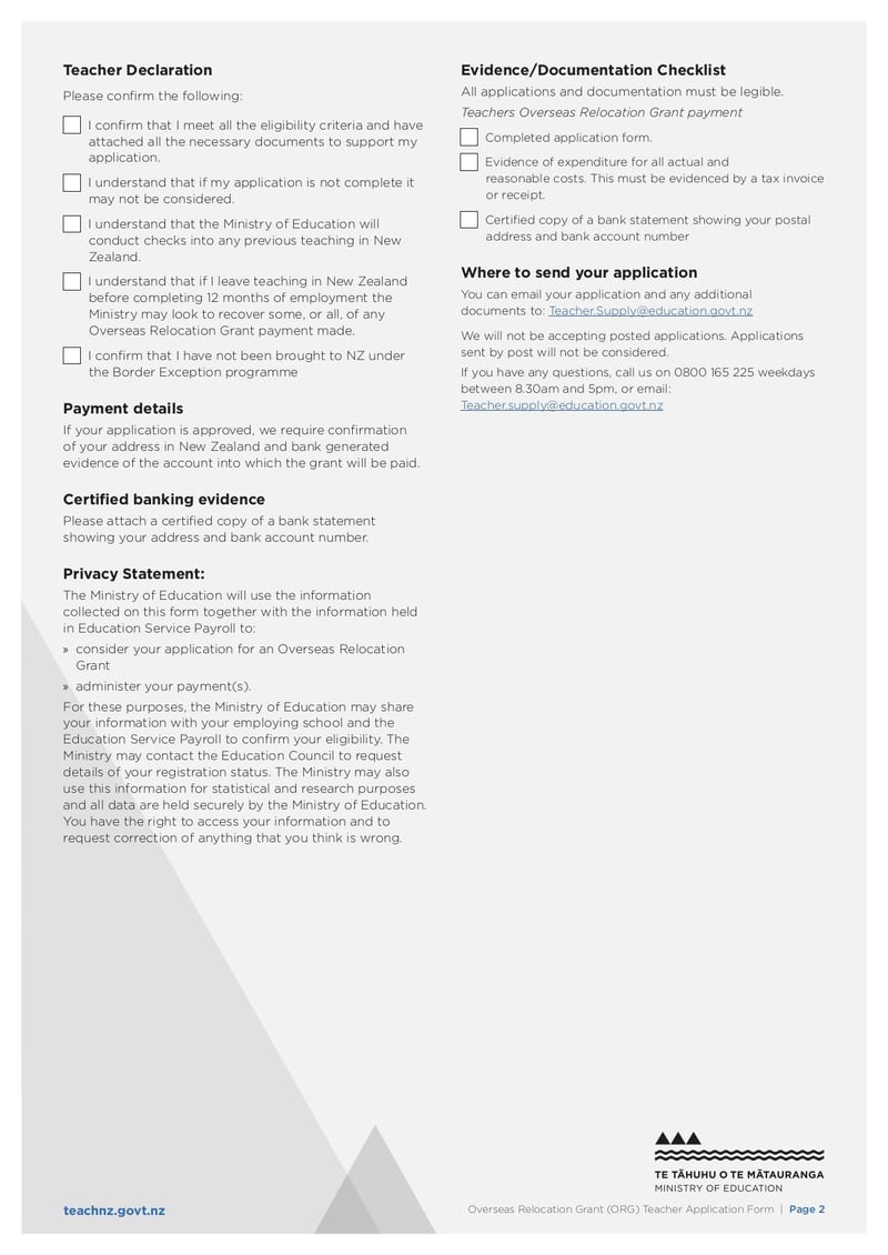 Large thumbnail of Overseas Relocation Grant Teacher Reimbursement Application Form - Sep 2022