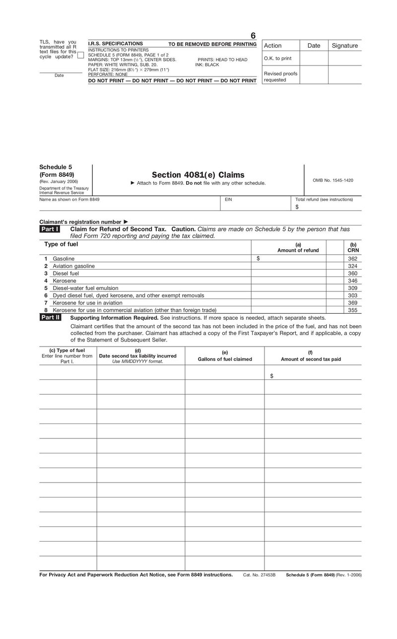 Large thumbnail of Form 8849 (Schedule 5) - Jan 2006