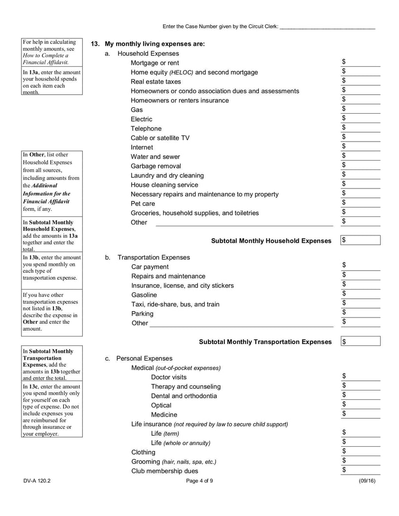 Large thumbnail of Financial Affidavit (Family & Divorce Cases) - Jun 2020